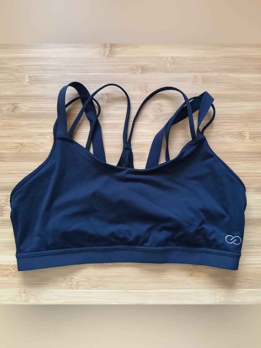 Calia Large Black Strappy Women's Sports Bra unlined yoga low impact